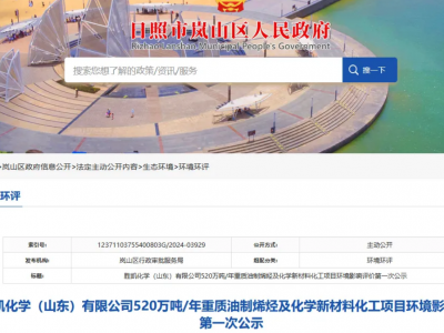 山东520万吨/年油制烯烃项目公示！
