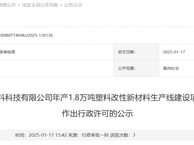 浙江塑料改性新材料大项目公示
