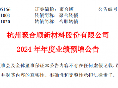 聚合顺2024年业绩预增，盈利大涨！