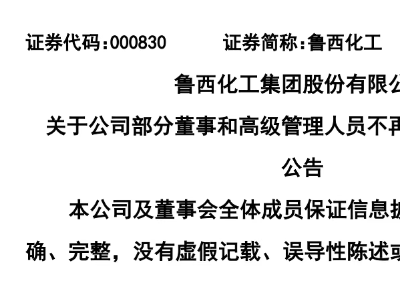 鲁西化工高层大换血！